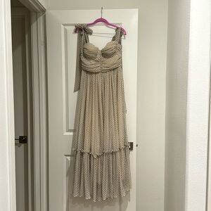 Coquette style long dress with polka dots